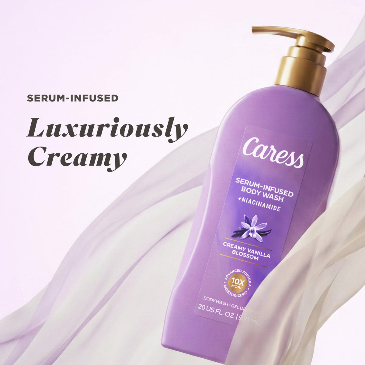 Caress four-pack box display indicating value and supply convenience