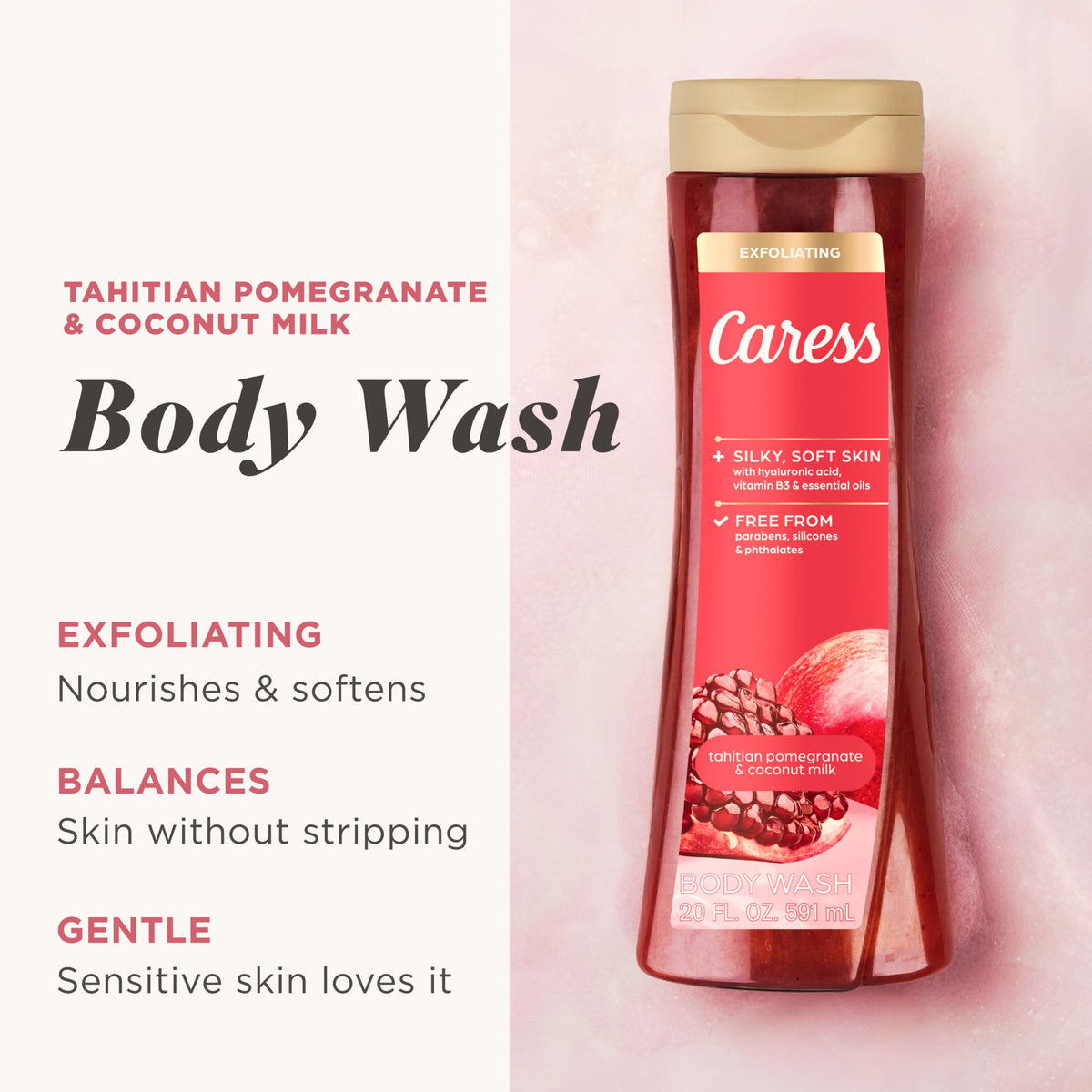 Caress pumping rich lather to demonstrate easy dispensing and creamy foam