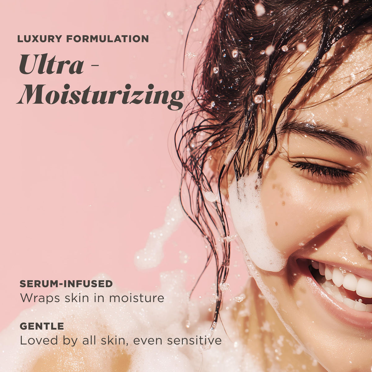 Caress creamy lather texture demonstrating rich moisturizing foam benefit