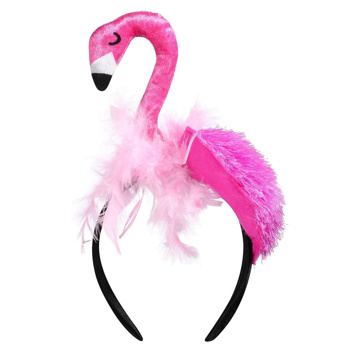 CARMELIT flamingo headband front view shows bright pink detail and fun look