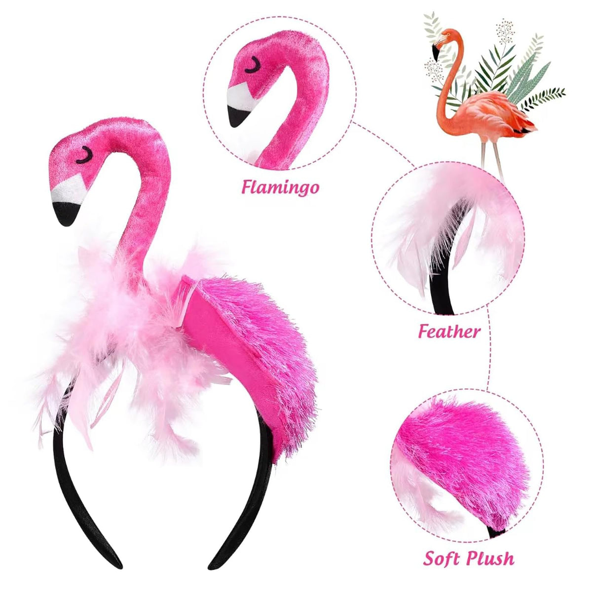 CARMELIT flamingo headband with packaging showing brand label and product info