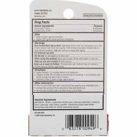 Carmex click‑stick cherry held in hand demonstrating compact travel size