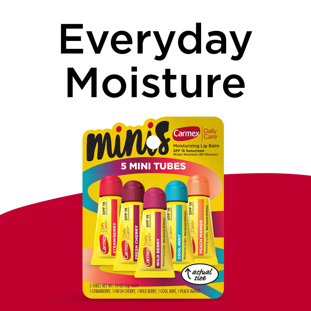 Carmex flavor arrangement displaying five mini tubes for variety and gifting