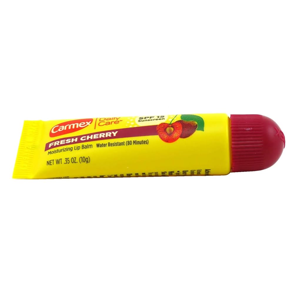 Carmex Fresh Cherry tube open demonstrating precise application and convenience