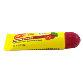 Carmex Fresh Cherry tube open demonstrating precise application and convenience