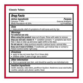Carmex product label featuring ingredients and SPF benefits for informed use