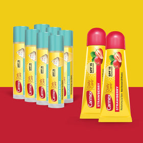 Carmex sticks close-up highlighting easy-glide application and moisture