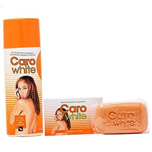 Caro White lotion and soap front view showing nourishing, brighter-looking skin benefit
