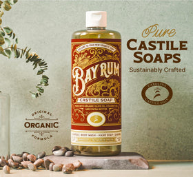Carolina Castile Soap on bathroom counter with towel showing lifestyle benefit of natural, spa-like routine