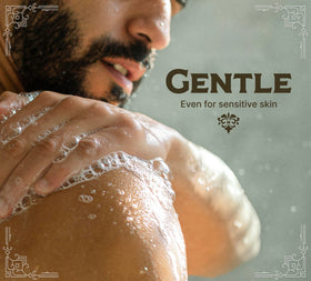 Carolina Castile sage lime creamy lather on hands, shows gentle moisturizing effect
