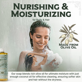 Carolina Castile sage lime soap pouring from bottle, demonstrates concentrated consistency