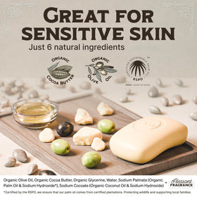 Carolina Castile Soap in hand demonstrating 5 oz size and easy handling benefit