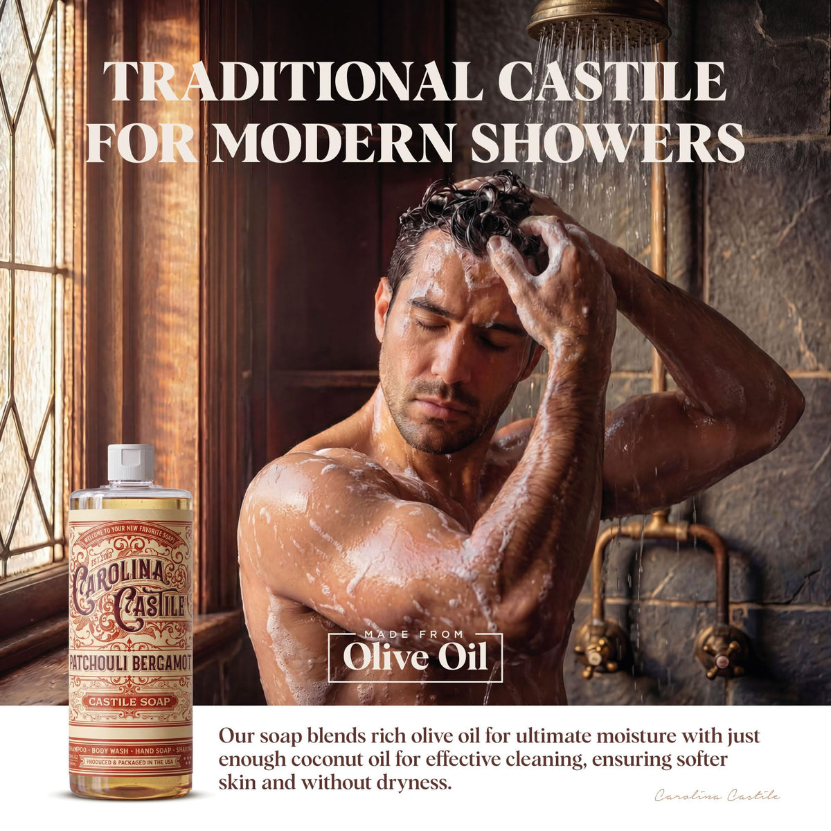 Carolina Castile Soap label close-up highlighting organic certification and details