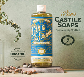 Carolina Castile Soap pump close-up with lather showing creamy non-drying benefit