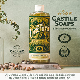 Carolina Castile Soap refill bottle and dispenser promoting sustainable refill option