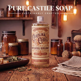 Carolina Castile Soap size comparison showing bottle scale for travel convenience
