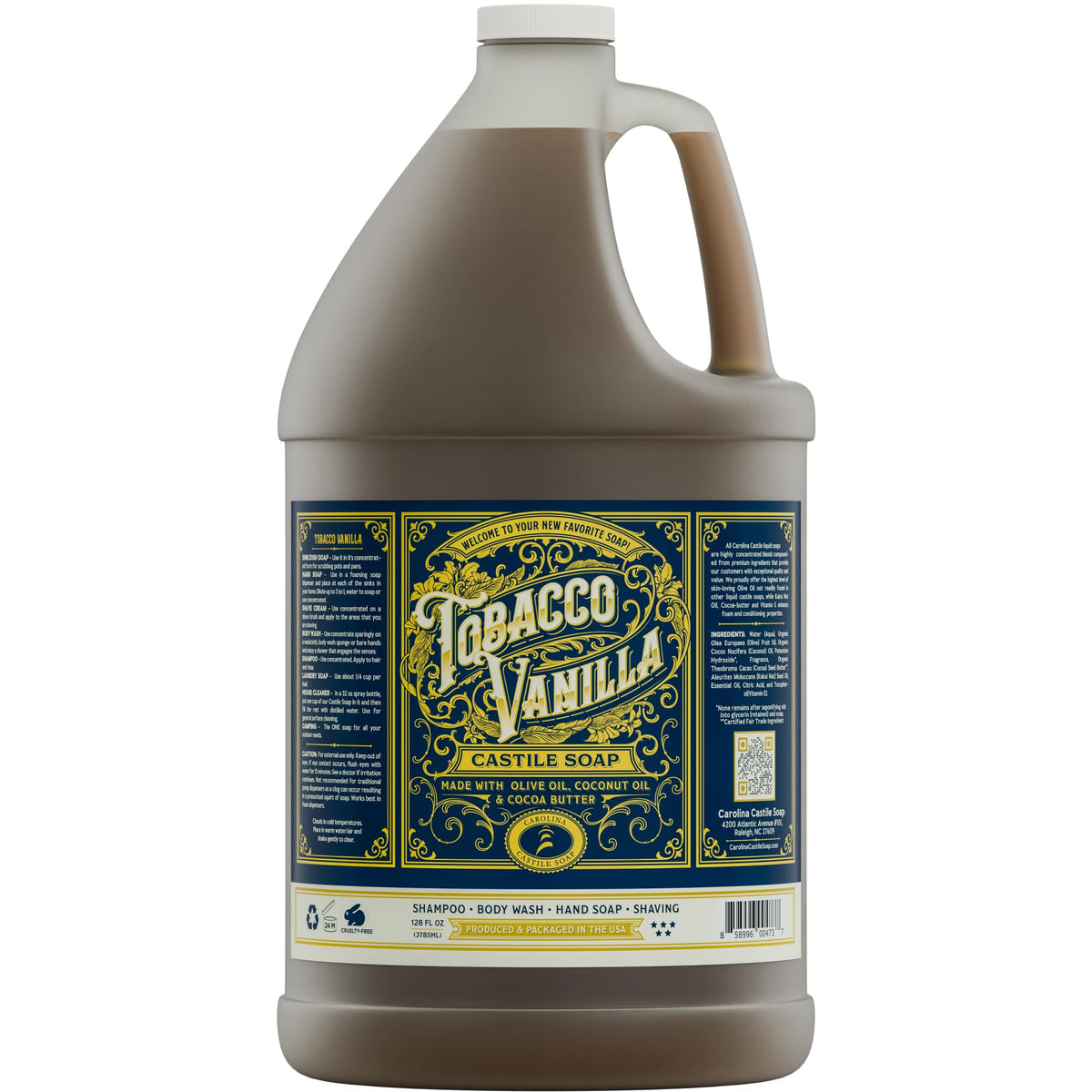 Carolina Castile front gallon bottle showing package and scent benefits