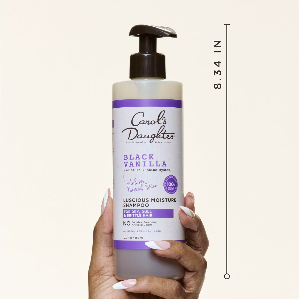 Carol's Daughter back label close-up highlighting ingredient list and product benefits