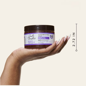 Carol's Daughter Black Vanilla gel open jar texture shot highlighting non-sticky glossy jelly for smooth application