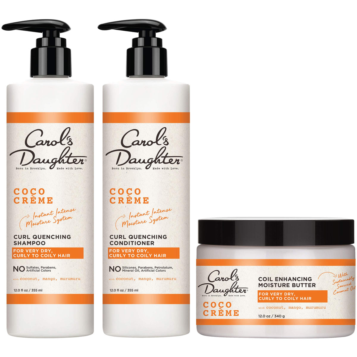 Carol's Daughter coco crème front packaging showing the three-piece moisturizing set and ingredients