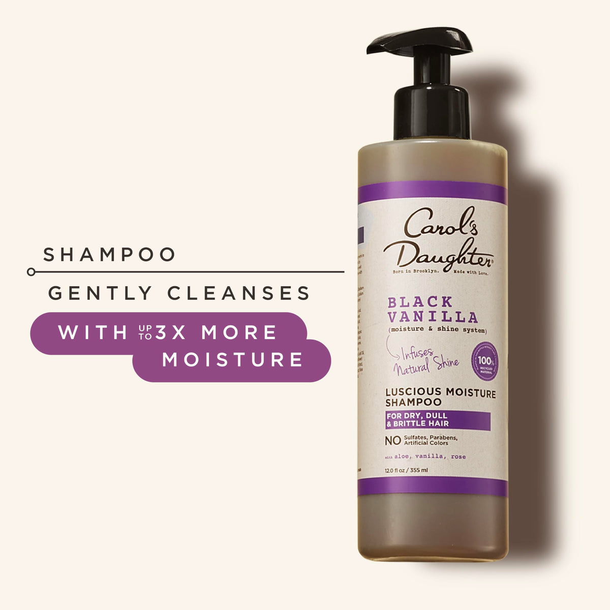 Carol's Daughter shampoo lather in hand illustrating effective foam and easy spreadability