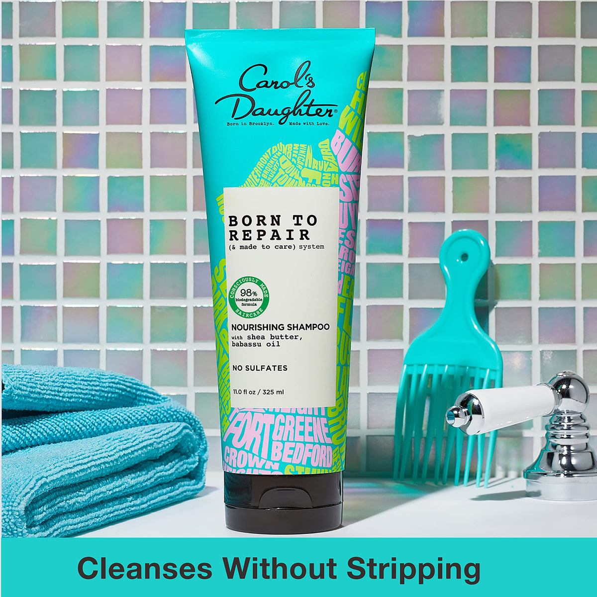 Carol's Daughter label and pump detail highlighting easy dispensing