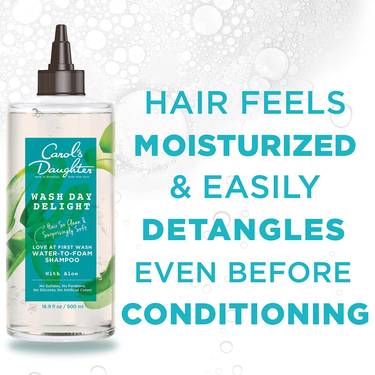 Carol's Daughter gentle foam on hand showing lightweight texture and easy distribution
