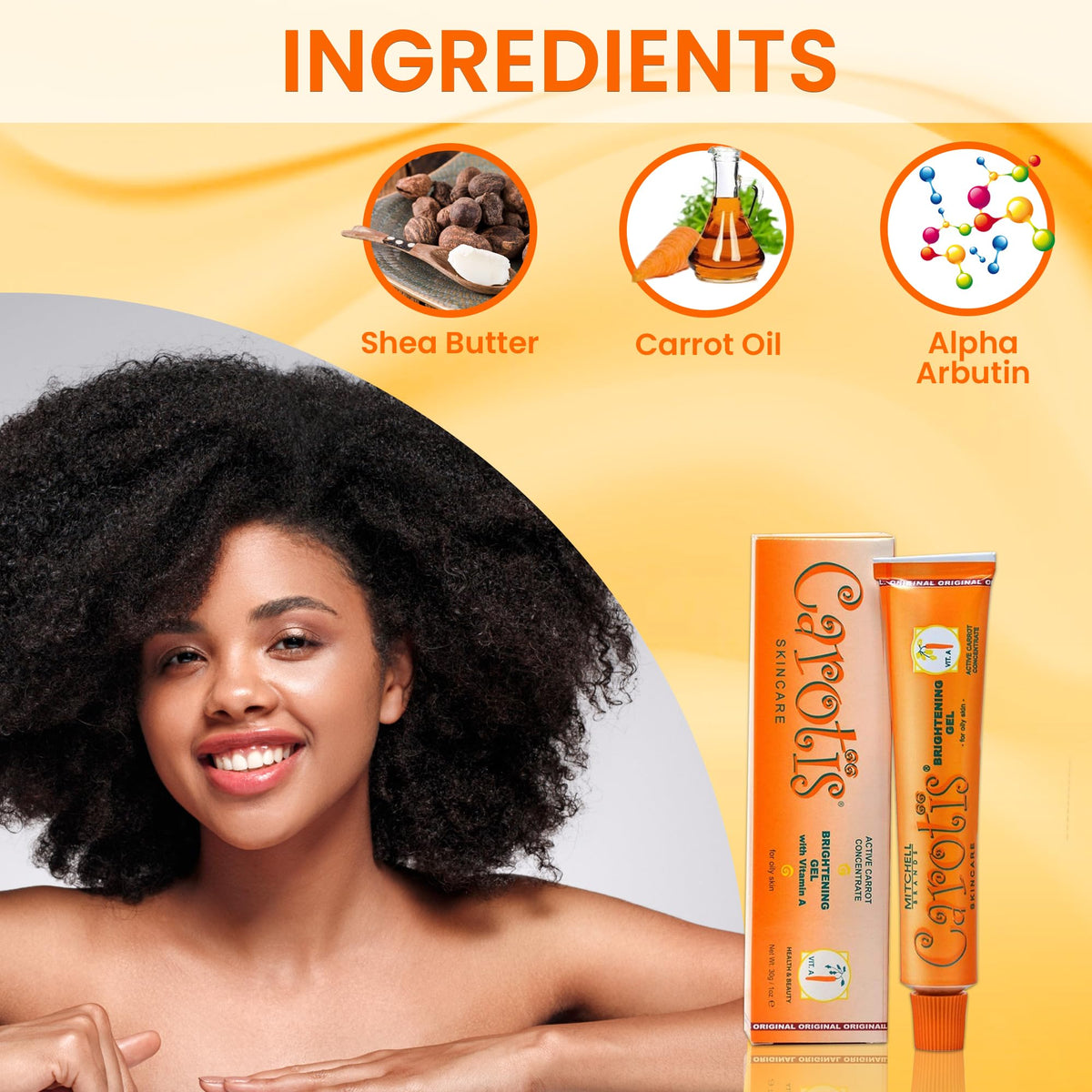 CAROTÏS 30g tube beside coin for size and travel-friendly benefit
