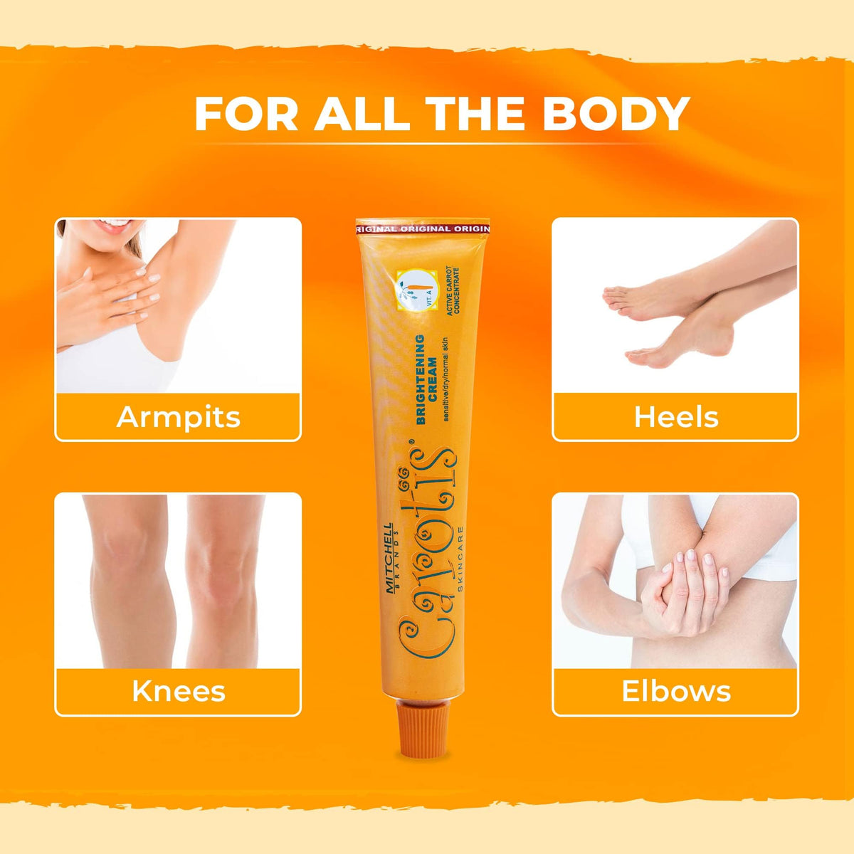 CAROTÏS used on knees and armpits showing even tone improvement