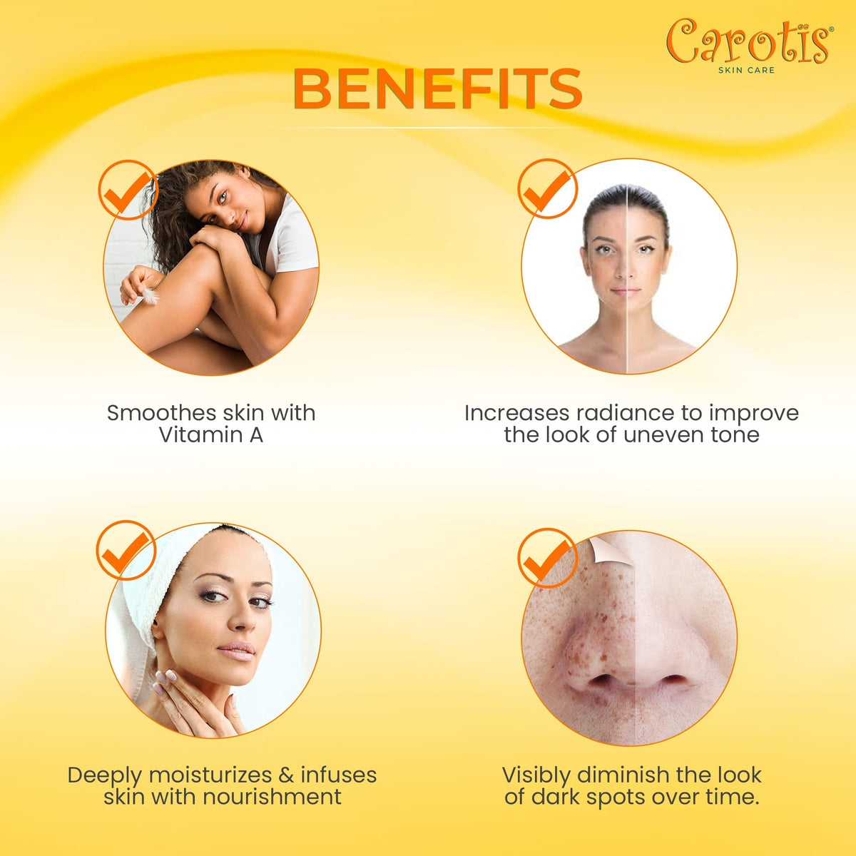 CAROTÏS ingredient label close-up highlighting arbutin, shea butter and carrot oil benefits