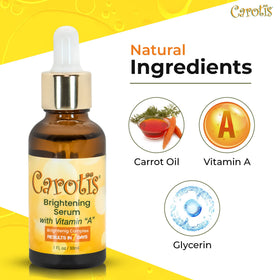 CAROTÏS ingredient label close-up highlighting carrot oil and vitamin A benefits