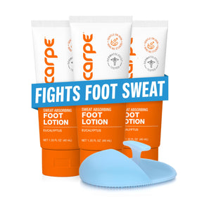 Carpe front packaging showing product and benefits for drier feet
