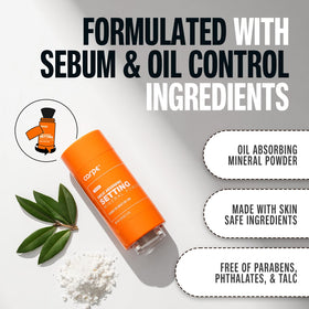 Carpe in-use touch-up application on forehead reducing shine for all-day wear