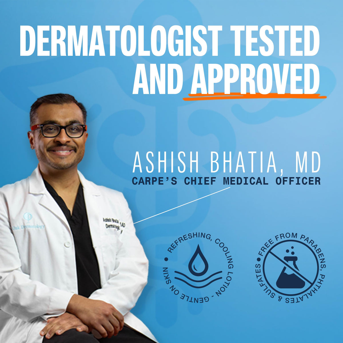 Carpe label close-up highlighting dermatologist-developed formula