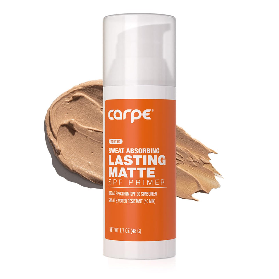 Carpe primer front packaging showing SPF 30 and tinted matte benefits