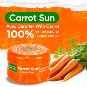 Carrot Sun label detail showing ingredients and clear usage directions benefit clarity