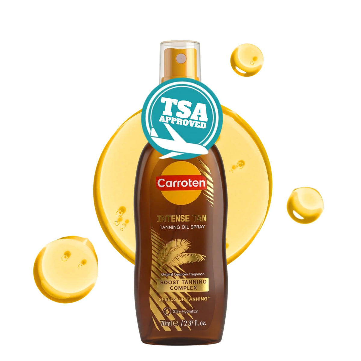 Carroten front packaging showing travel-size bottle and branding for easy packing