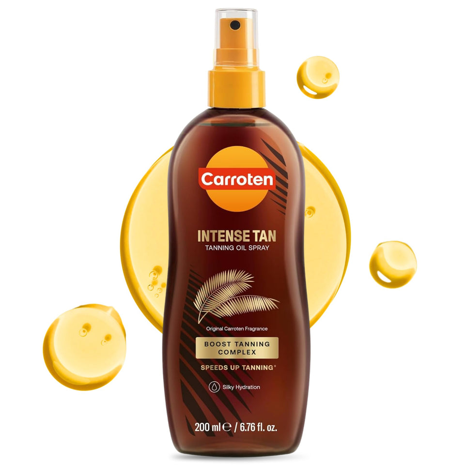 Carroten front packaging showing bottle and coconut scent, appealing beach-ready hydration