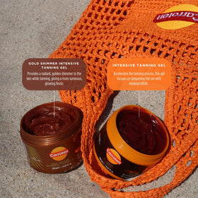 Carroten applied at the beach for quick bronzing benefits