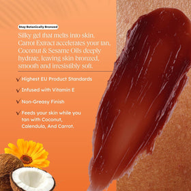 Carroten arm before-and-after application, demonstrates even streak-free tan