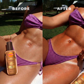 Carroten Turbo Tan spray close-up highlighting fast-dry priming benefit