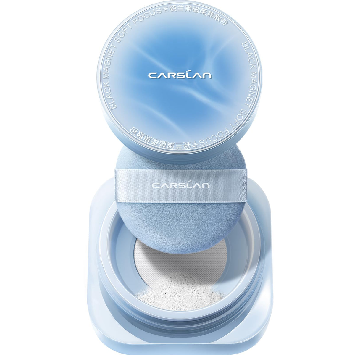 CARSLAN front packaging showing translucent powder and compact benefit