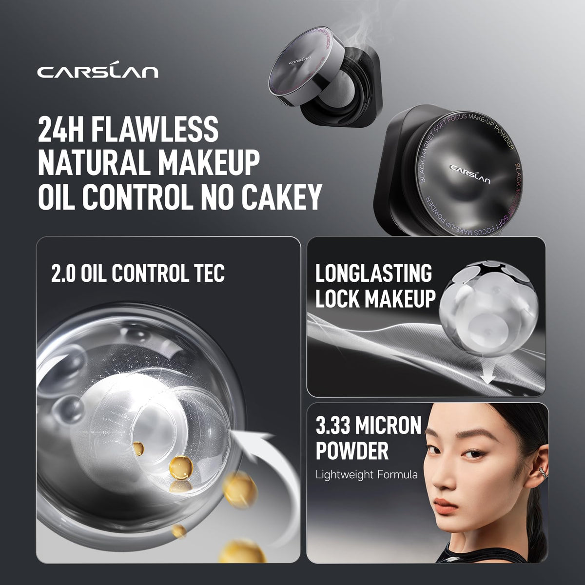 CARSLAN close-up of ultra-fine powder texture for smooth finish