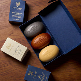 Caswell‑Massey bar close up showing creamy texture and long‑lasting lather benefit