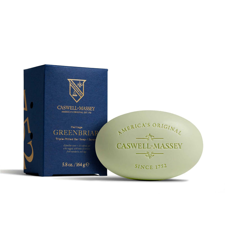 Caswell-Massey front packaging showing Greenbriar bar and brand, elegant gifting appeal