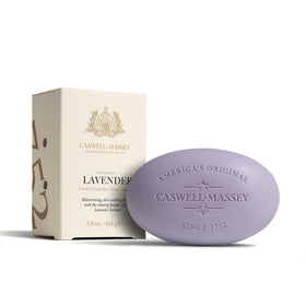 Caswell-Massey front packaging showing lavender scent and benefit of classic presentation
