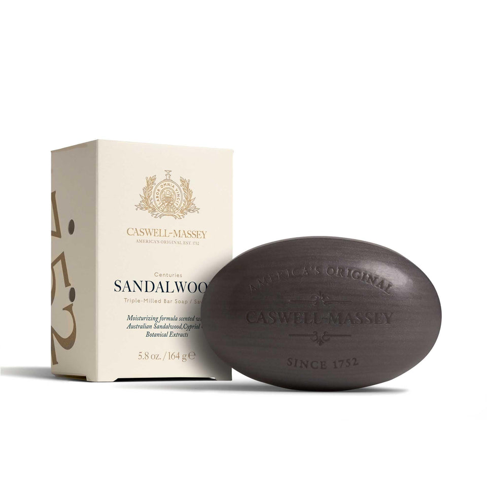 Caswell-Massey sandalwood front packaging showing classic label and size