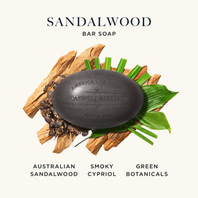 Caswell-Massey sandalwood bar texture close-up highlighting dense finish