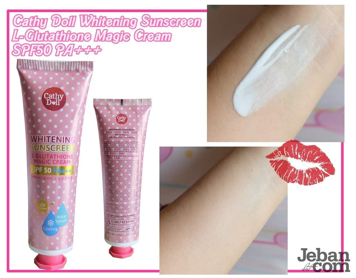 Cathy Doll applying cream on arm to show coverage and sun protection