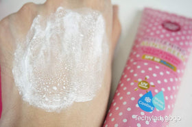 Cathy Doll tube cap and label highlighting SPF 50 and ingredient callouts